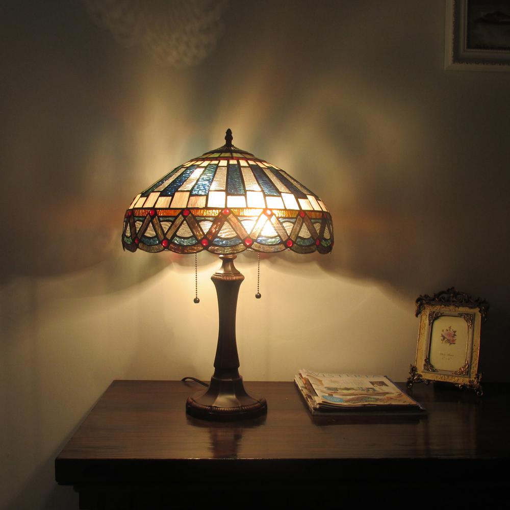 COURTLAND Tiffany-style 2 Light Mission Table Lamp 16'' Shade - CHLOE Lighting
