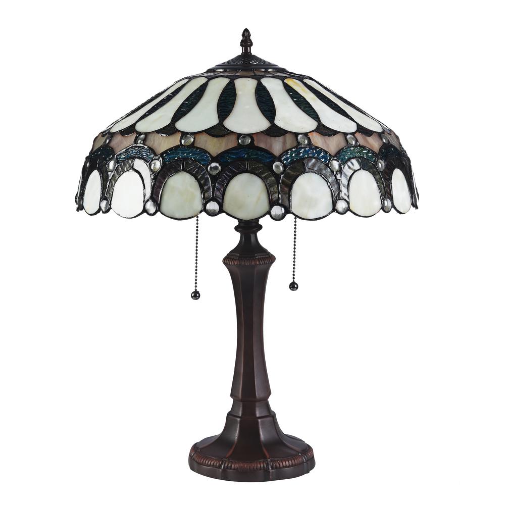 CLAUDE Tiffany-style 2 Light Victorian Table Lamp 17'' Shade - CHLOE Lighting