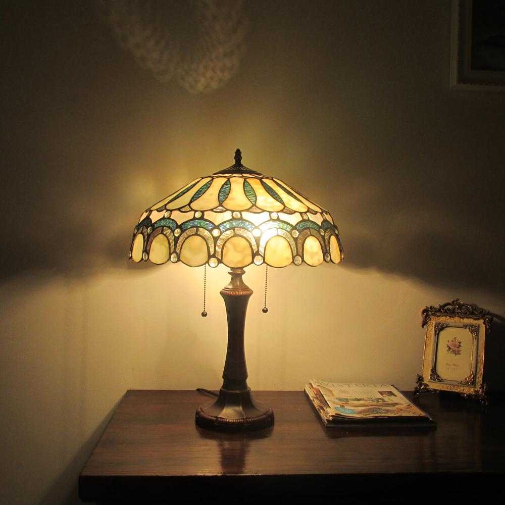 CLAUDE Tiffany-style 2 Light Victorian Table Lamp 17'' Shade - CHLOE Lighting