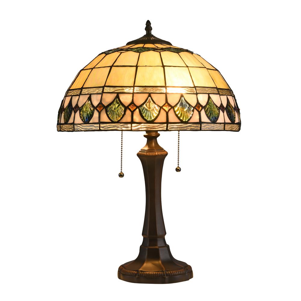 DOUGAL Tiffany-style 2 Light Geometric Table Lamp 16'' Shade - CHLOE Lighting