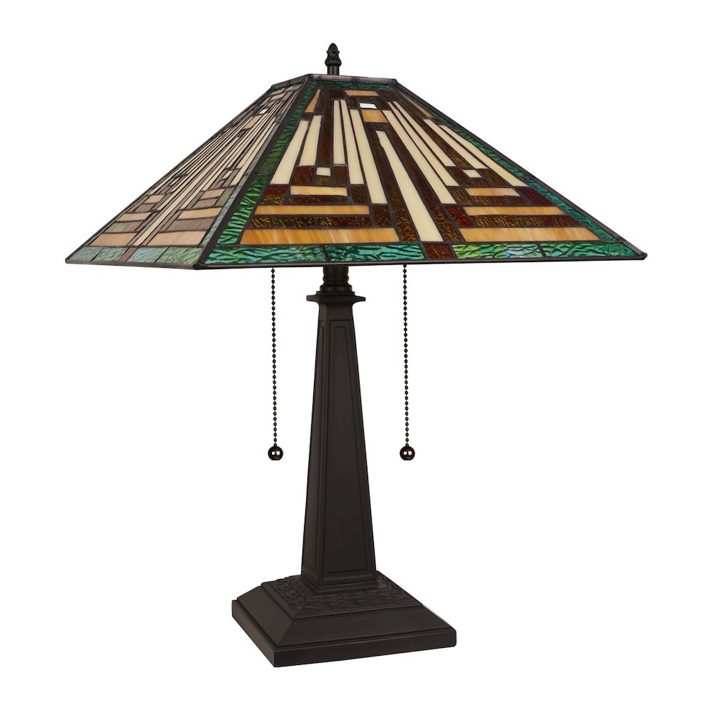 Firman Tiffany-Style 2-Light Mission Table Lamp 16'' Shade - CHLOE Lighting