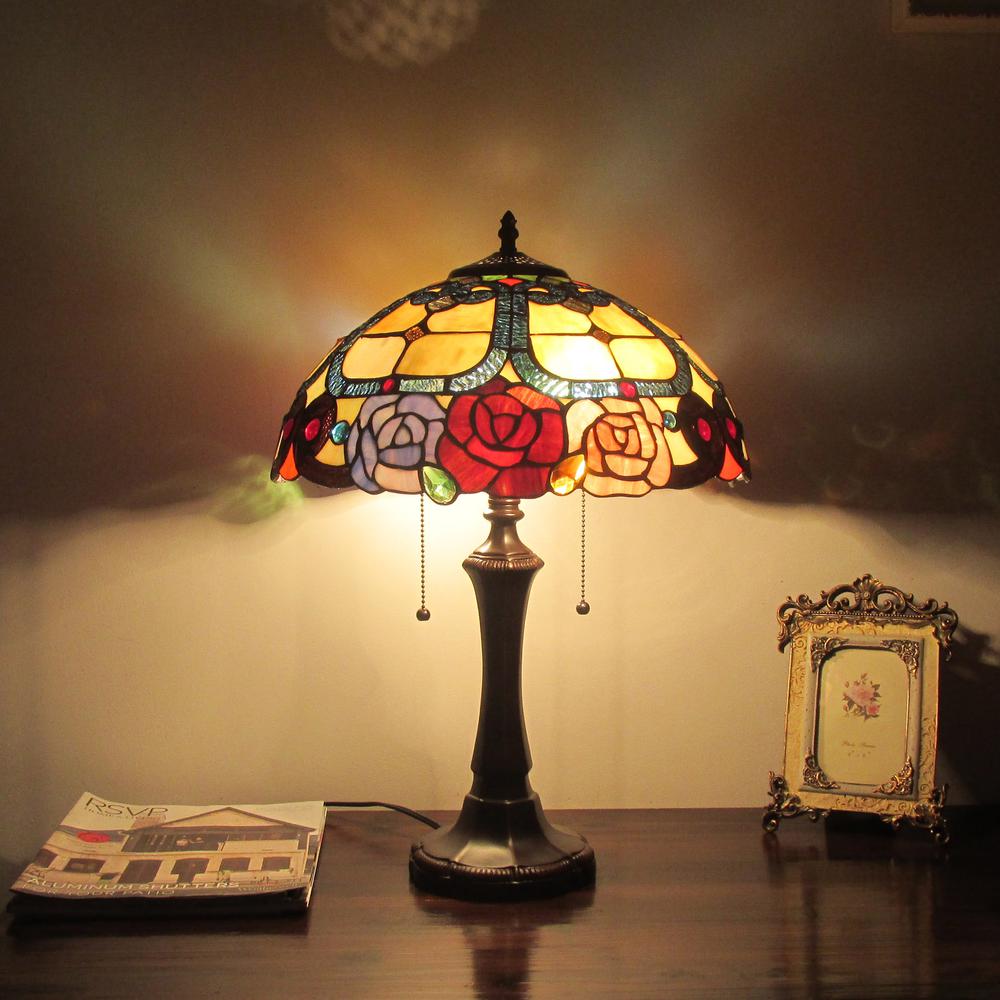 SIMONE Floral 2 Light Dark Bronze Table Lamp 16'' Wide - CHLOE Lighting