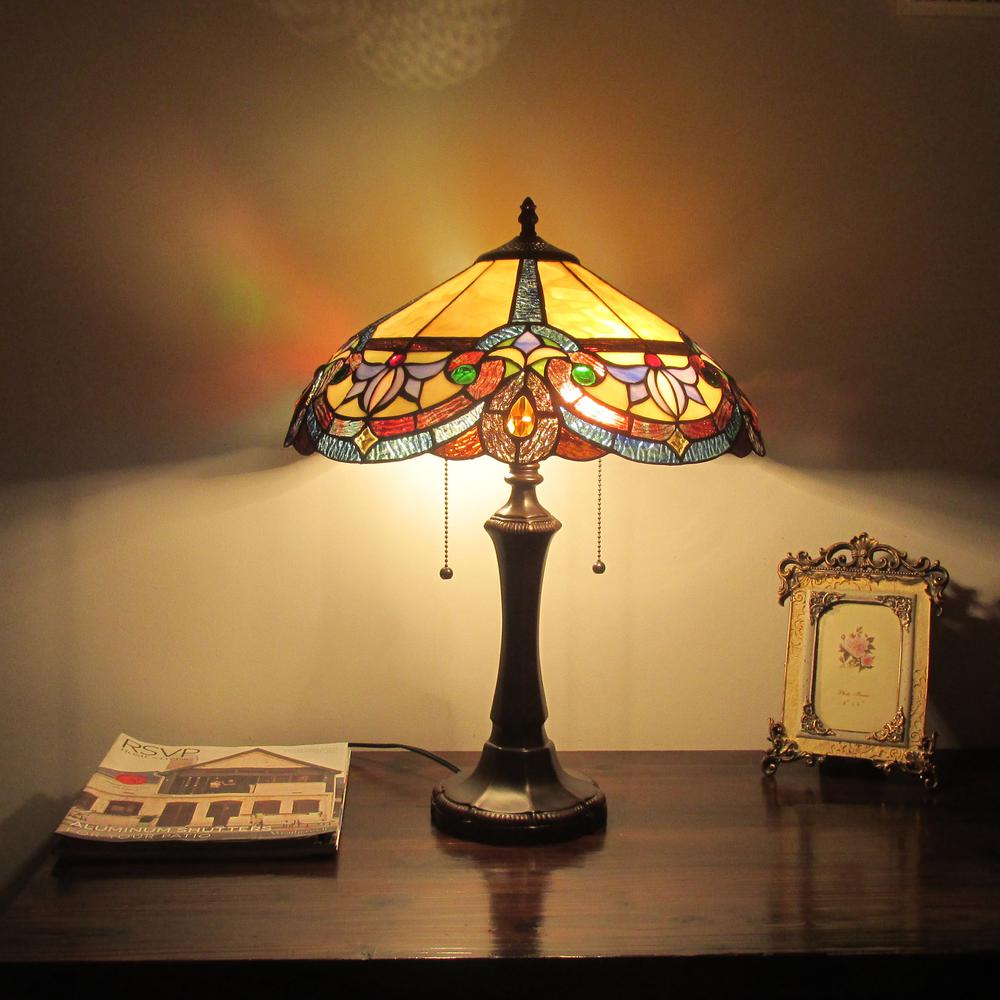CAROLINE Victorian 2 Light Dark Bronze Table Lamp 16'' Wide - CHLOE Lighting