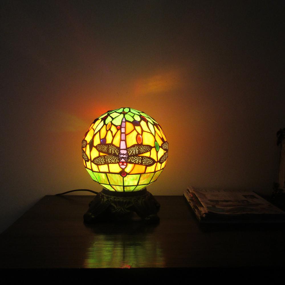 DEMOISELLE Tiffany-style 1 Light Dragonfly Accent Lamp 8'' Shade - CHLOE Lighting