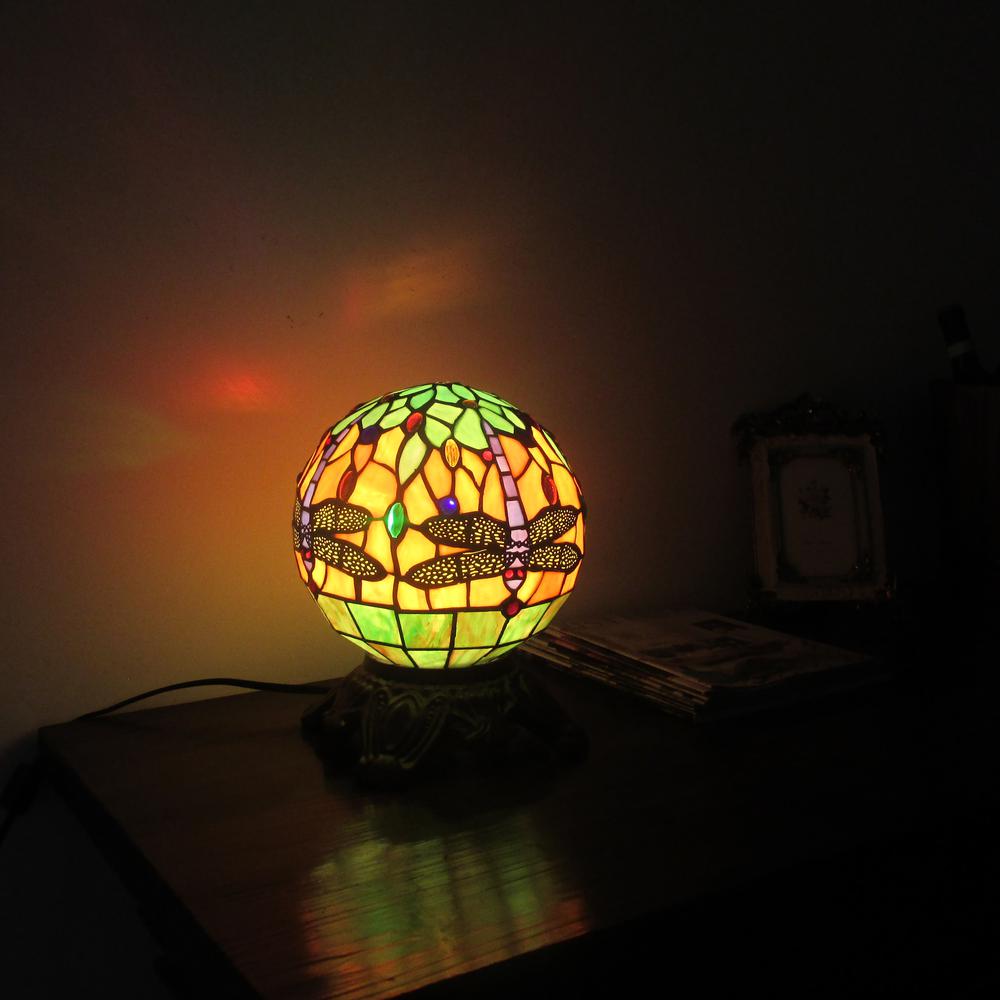 DEMOISELLE Tiffany-style 1 Light Dragonfly Accent Lamp 8'' Shade - CHLOE Lighting
