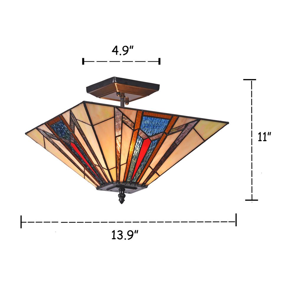 MAXWELL Mission 2 Light Blackish Bronze Semi-flush Ceiling Fixture 14'' Wide - CHLOE Lighting