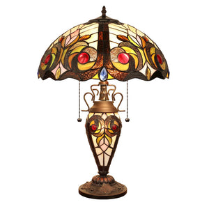 Lennon Tiffany-Style 3-Light Victorian Double Lit Table Lamp 16'' Shade - CHLOE Lighting