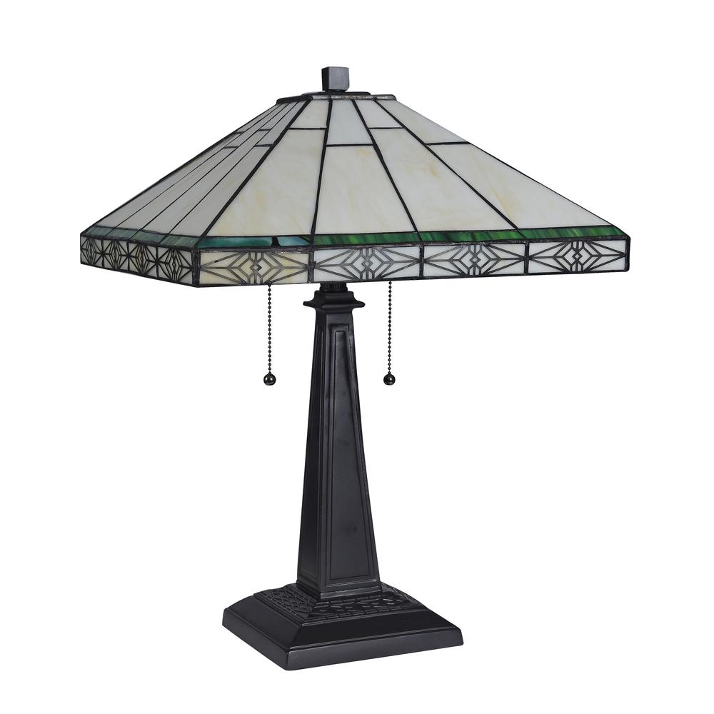 THEROS Tiffany-style 2 Light Mission Table Lamp 16'' Shade - CHLOE Lighting