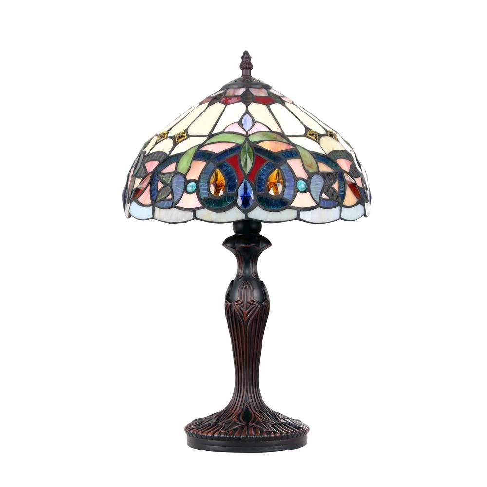 CHLOE Lighting SERENITY Tiffany-style Victorian Dark Bronze 1 Light Table Lamp 12'' Shade