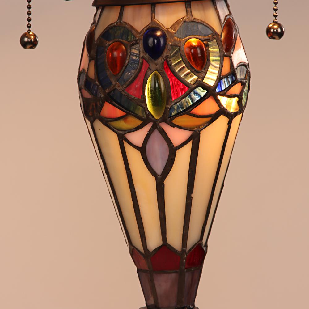 CHLOE Lighting SERENITY Victorian Tiffany-style Dark Bronze 3 Light Double Lit Table Lamp 16'' Wide
