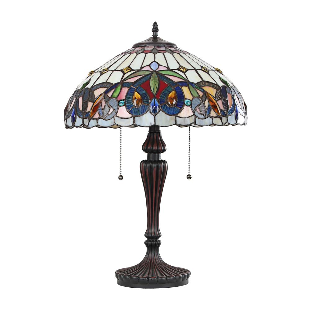 CHLOE Lighting SERENITY Victorian Tiffany-style Dark Bronze 2 Light Table Lamp 16'' Wide