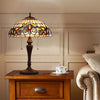 CHLOE Lighting SERENITY Victorian Tiffany-style Dark Bronze 2 Light Table Lamp 16'' Wide