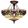 CHLOE Lighting SERENITY Tiffany-style Dark Bronze 2 Light Semi-Flush 16'' Wide