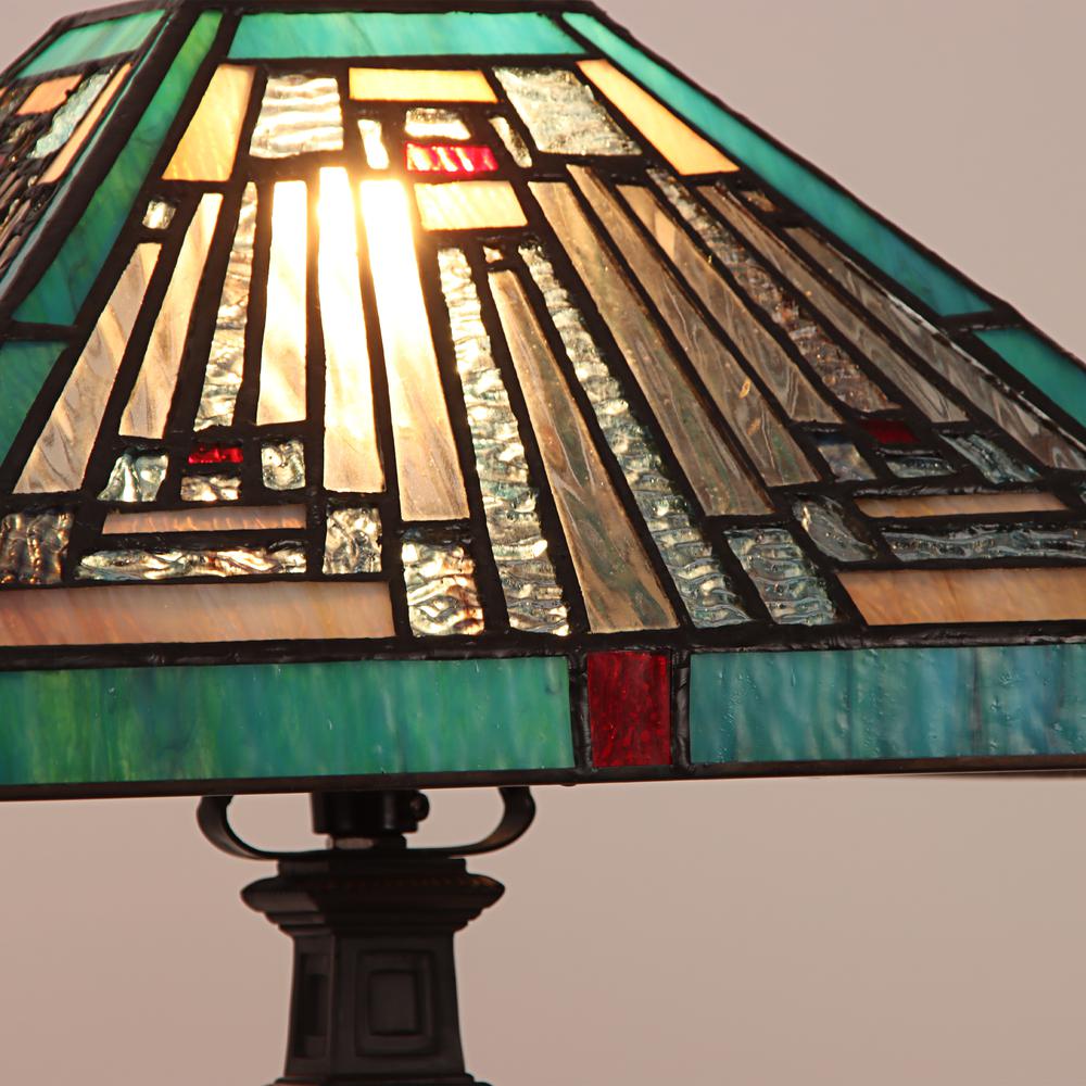 CHLOE Lighting INNES Mission Tiffany-style Blackish Bronze 1 Light Table Lamp 12'' Wide