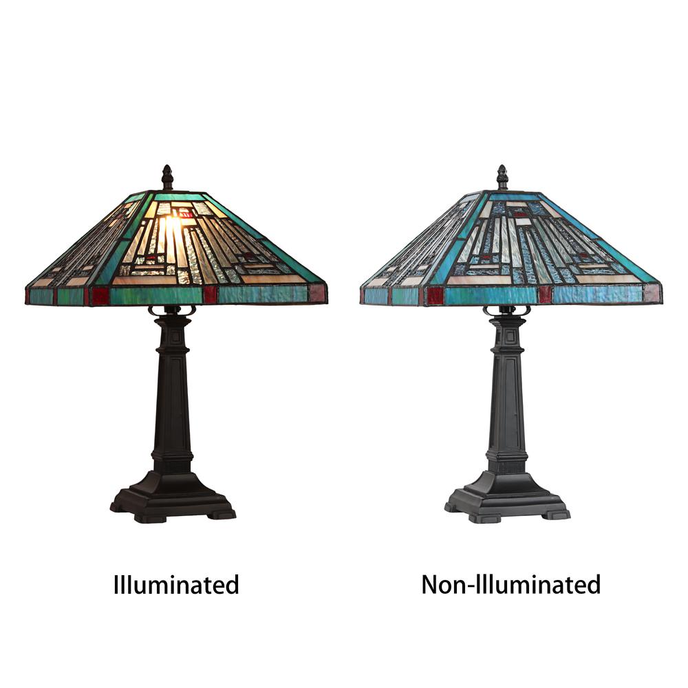 CHLOE Lighting INNES Mission Tiffany-style Blackish Bronze 1 Light Table Lamp 12'' Wide