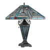 CHLOE Lighting INNES Mission Tiffany-style Blackish Bronze 3 Light Double Lit Table Lamp 16'' Wide