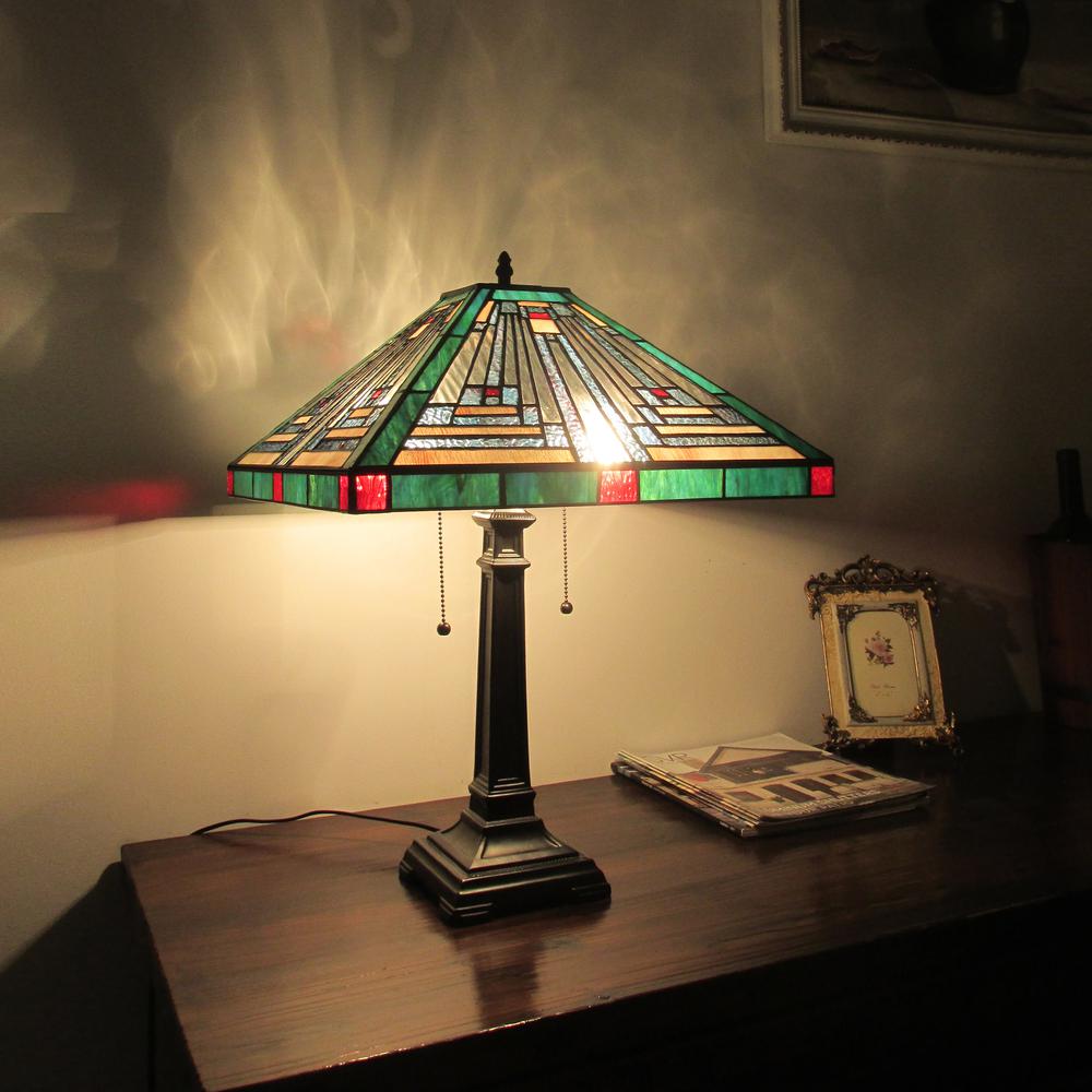 CHLOE Lighting INNES Tiffany-style Blackish Bronze 2 Light Table Lamp 16'' Shade