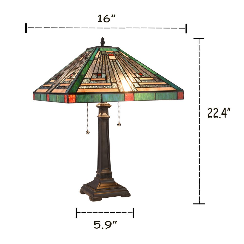 CHLOE Lighting INNES Tiffany-style Blackish Bronze 2 Light Table Lamp 16'' Shade
