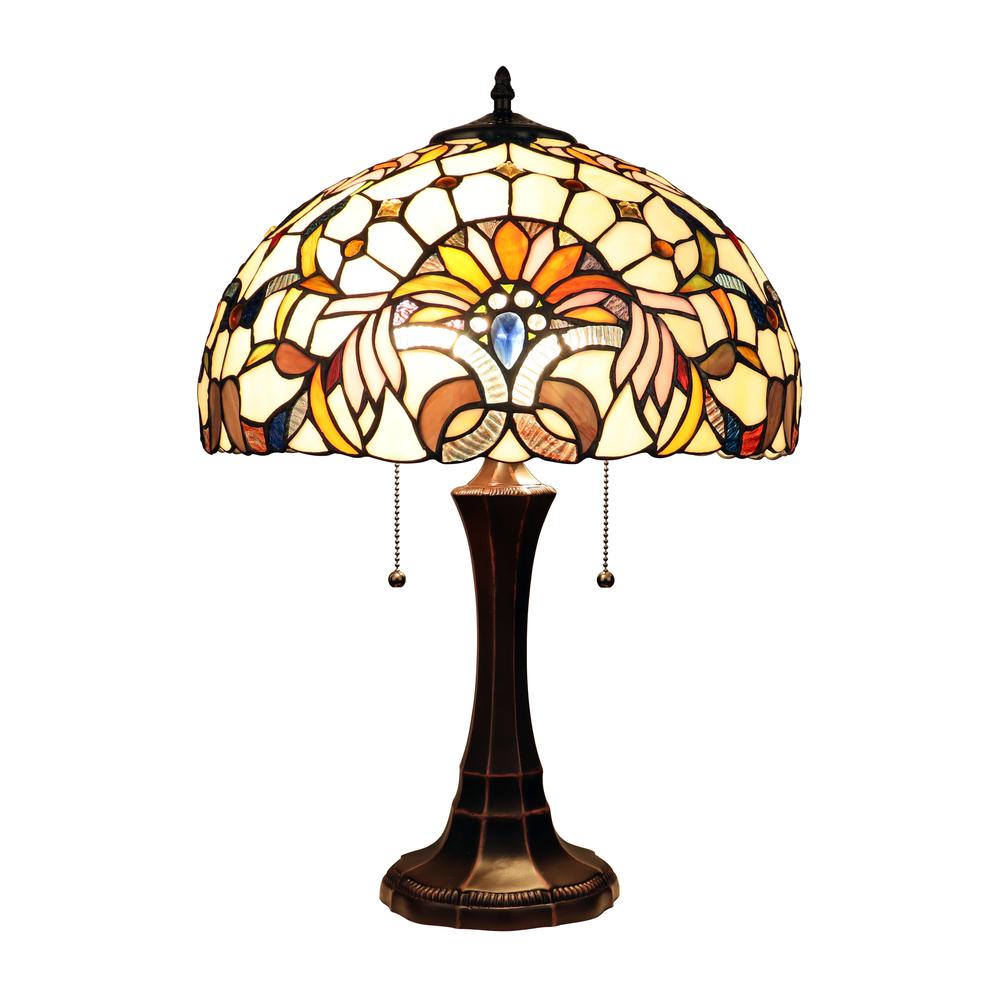 CLAIRE Victorian-Style 2-Light Dark Bronze Finish Table Lamp 16'' Wide - CHLOE Lighting