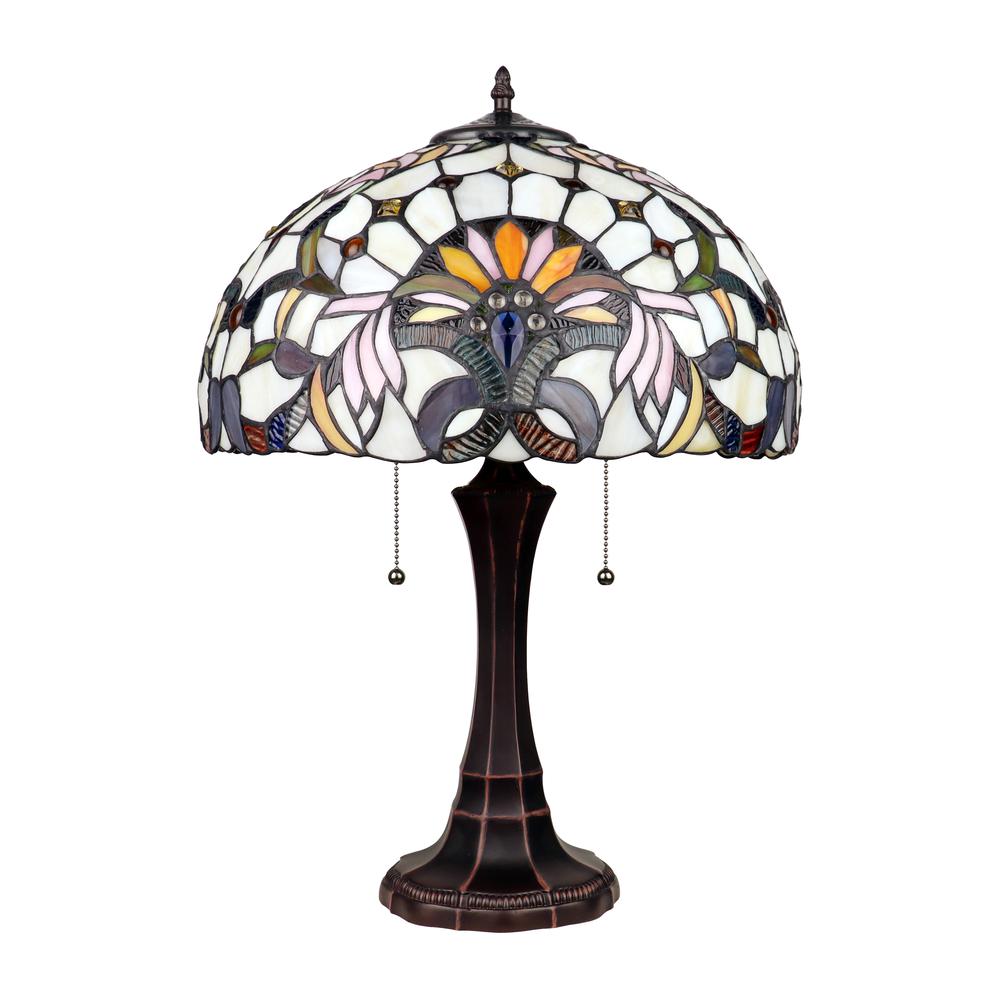 CLAIRE Victorian-Style 2-Light Dark Bronze Finish Table Lamp 16'' Wide - CHLOE Lighting