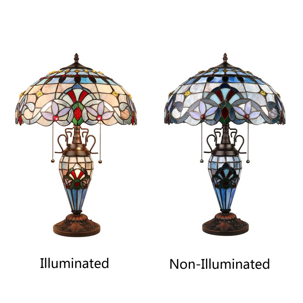 CHLOE Lighting GRENVILLE Victorian-Style Dark Bronze 3 Light Double Lit Table Lamp 16'' Wide