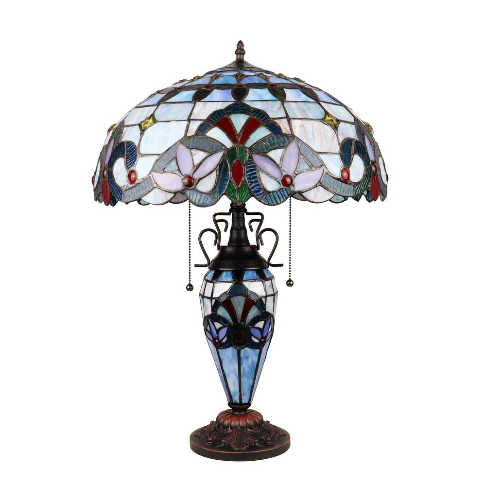 CHLOE Lighting GRENVILLE Victorian-Style Dark Bronze 3 Light Double Lit Table Lamp 18'' Wide