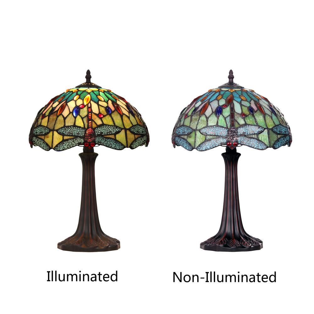 CHLOE Lighting EMPRESS Tiffany - style Dark Bronze 1 Light Table Lamp 12'' Shade