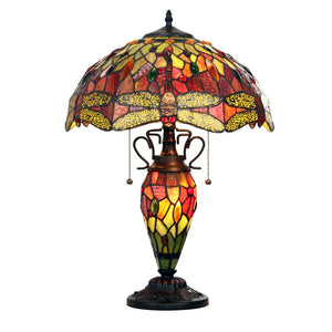 CHLOE Lighting EMPRESS Tiffany-style Dark Bronze 3 Light Double Lit Table Lamp 16'' Shade