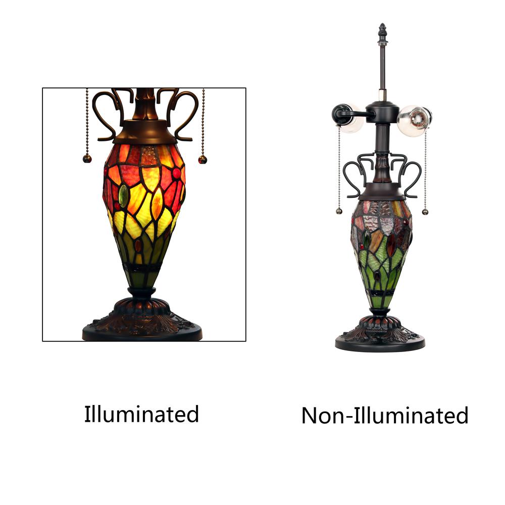 CHLOE Lighting EMPRESS Tiffany-style Dark Bronze 3 Light Double Lit Table Lamp 16'' Shade