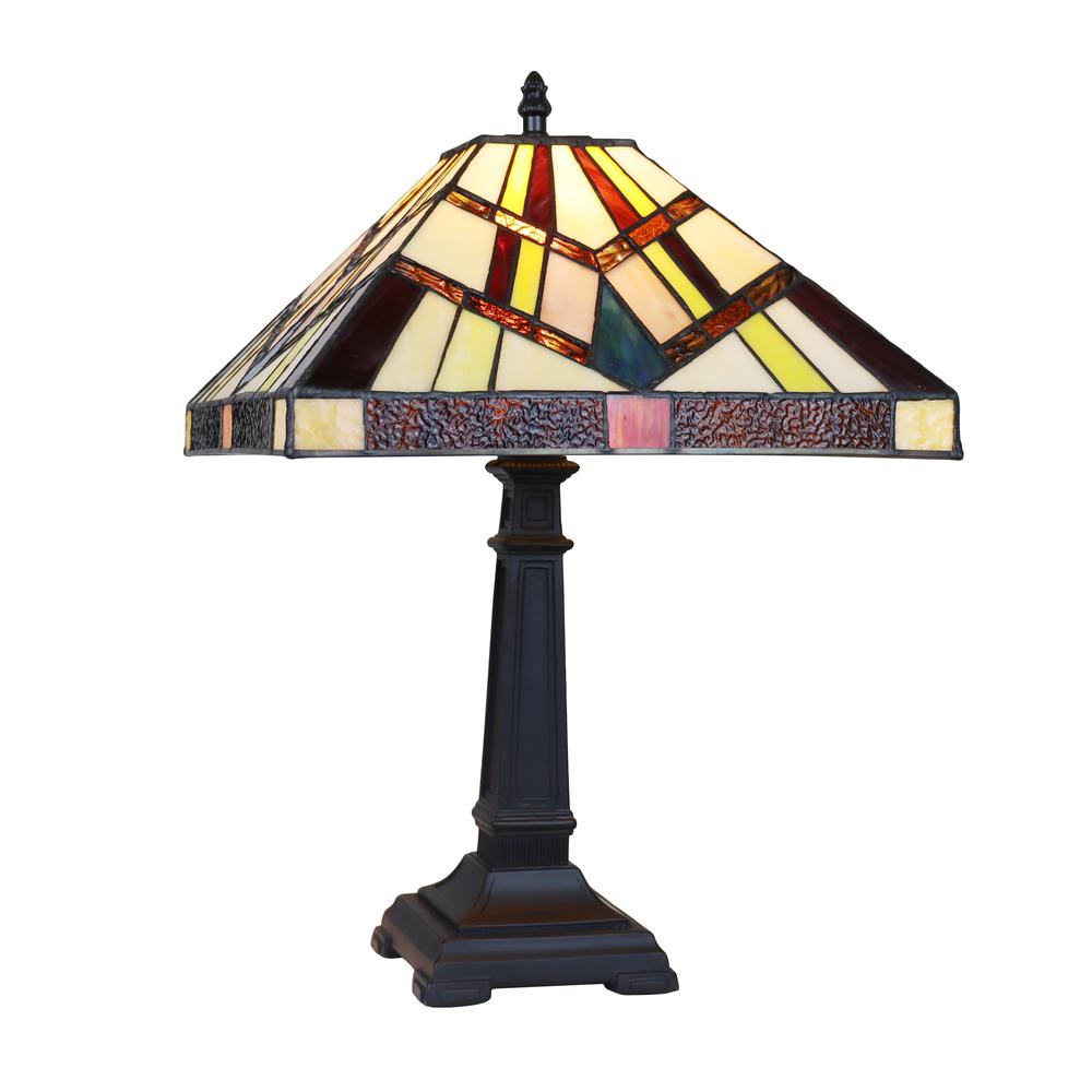 CHLOE Lighting VINCENT Mission Tiffany-Style Blackish Bronze 1 Light Table Lamp 12'' Wide