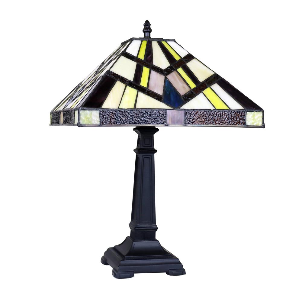 CHLOE Lighting VINCENT Mission Tiffany-Style Blackish Bronze 1 Light Table Lamp 12'' Wide