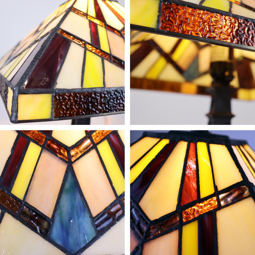 CHLOE Lighting VINCENT Mission Tiffany-Style Blackish Bronze 1 Light Table Lamp 12'' Wide