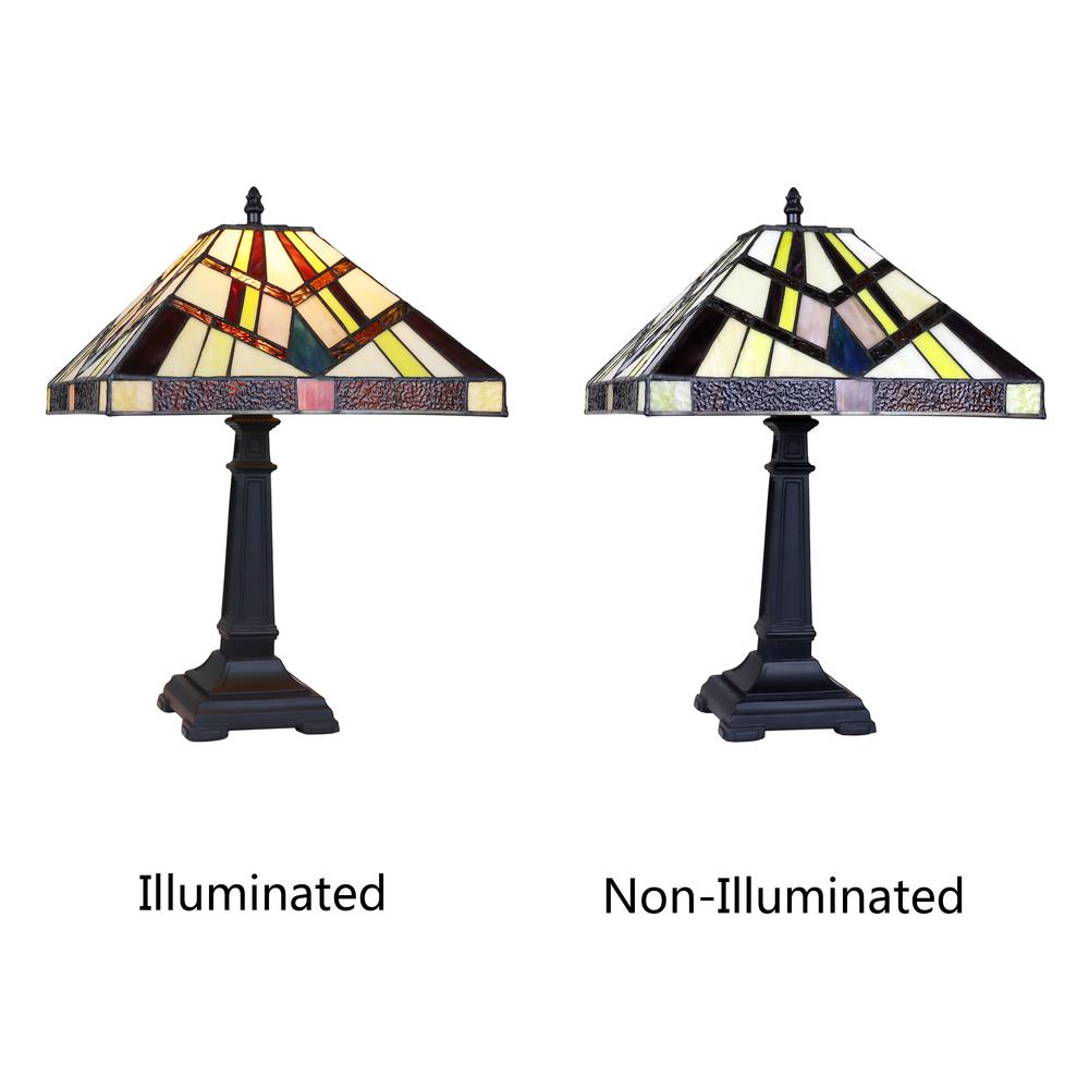 CHLOE Lighting VINCENT Mission Tiffany-Style Blackish Bronze 1 Light Table Lamp 12'' Wide
