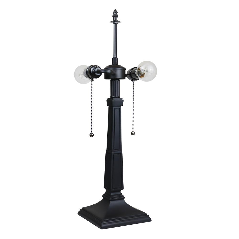 CHLOE Lighting VINCENT Tiffany-Style Blackish Bronze 2-Light Mission Table Lamp 16'' Shade