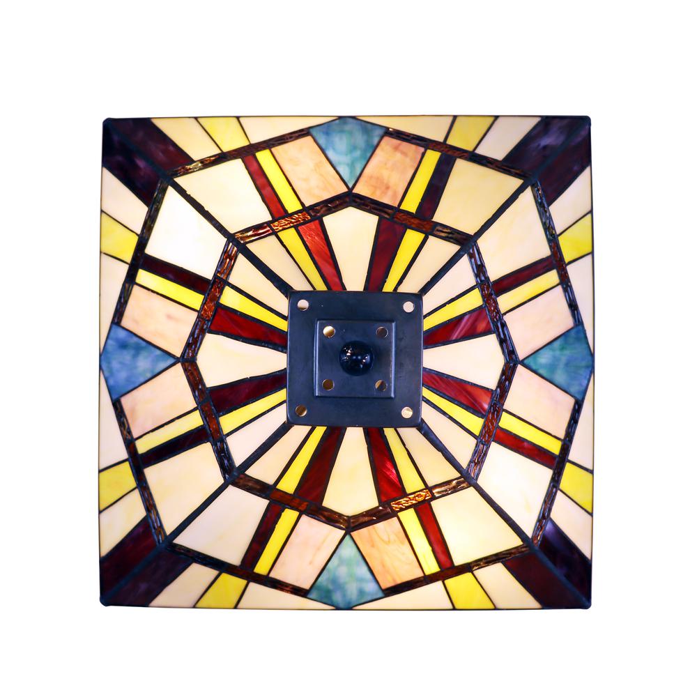 CHLOE Lighting VINCENT Tiffany-Style Blackish Bronze 2-Light Mission Table Lamp 16'' Shade