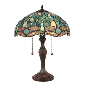 Sunniva Dragonfly Tiffany-Style 2-Light Table Lamp 16'' Shade - CHLOE Lighting