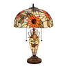 SARAI Tiffany-Style Floral Design 3-Light Double Lit Table Lamp 16'' Shade - CHLOE Lighting