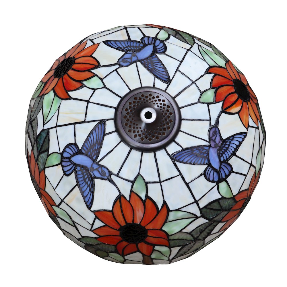 SARAI Tiffany-Style Floral Design 3-Light Double Lit Table Lamp 16'' Shade - CHLOE Lighting