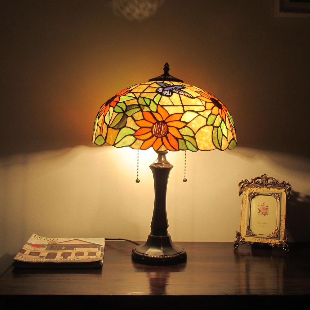 SARAI Floral 2 Light Dark Bronze Table Lamp 16'' Wide - CHLOE Lighting