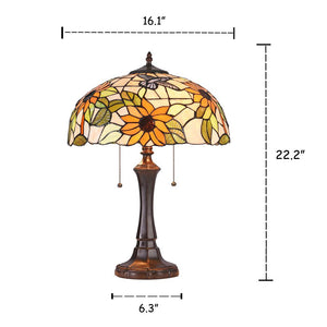SARAI Floral 2 Light Dark Bronze Table Lamp 16'' Wide - CHLOE Lighting