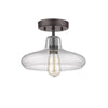 DICKENS Industrial-style 1 Light Rubbed Bronze Semi-flush Ceiling Fixture 11'' Shade - CHLOE Lighting