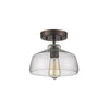 DICKENS Industrial-style 1 Light Rubbed Bronze Semi-flush Ceiling Fixture 9'' Shade - CHLOE Lighting