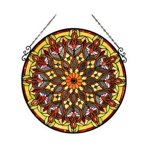 CHLOE Lighting ARABELLA Tiffany-Style Victorian Stained Glass Window Panel 26'' Width