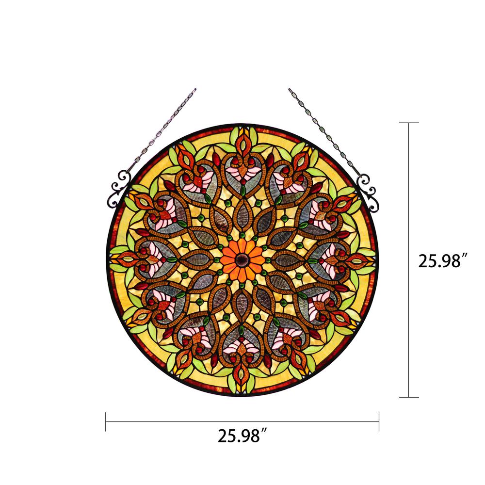 CHLOE Lighting ARABELLA Tiffany-Style Victorian Stained Glass Window Panel 26'' Width