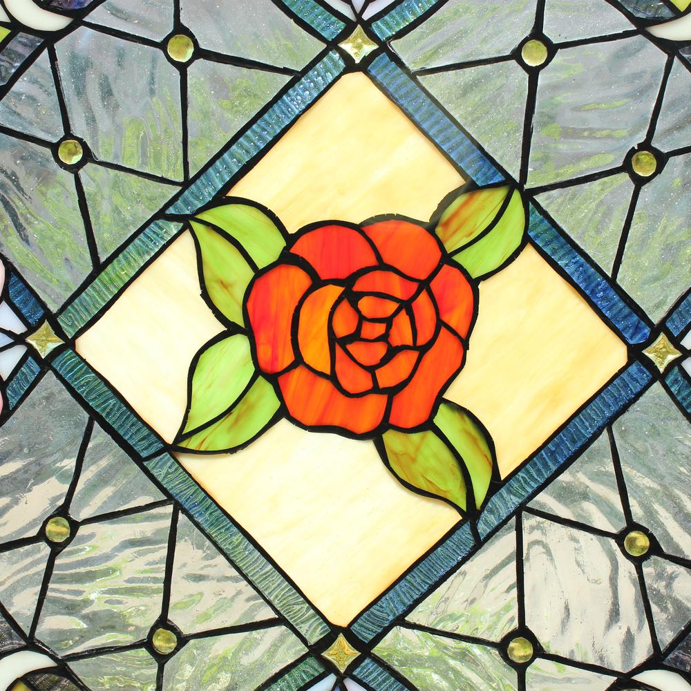CHLOE Lighting ENCHANTED Tiffany-Style Floral Stained Glass Window Panel 25'' Height