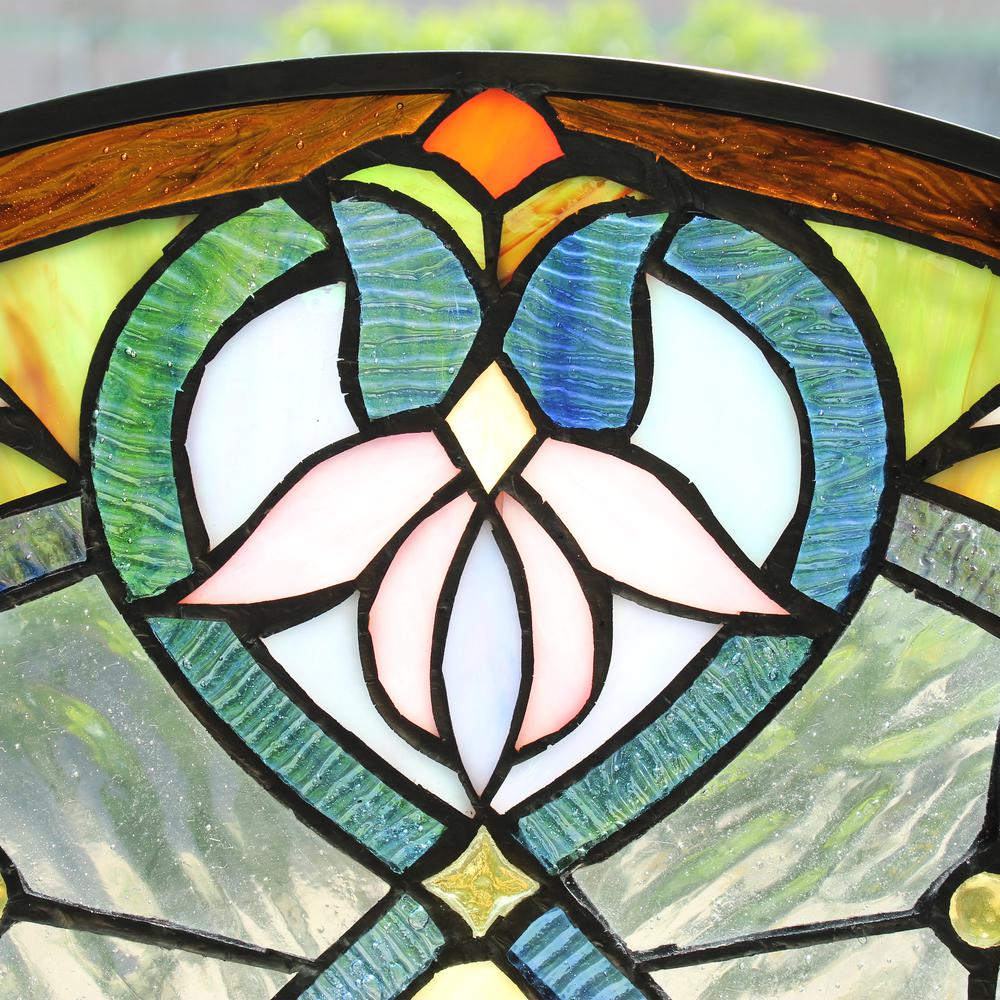 CHLOE Lighting ENCHANTED Tiffany-Style Floral Stained Glass Window Panel 25'' Height