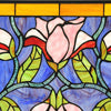 CHLOE Lighting ORIENTAL Tiffany-Style Floral Stained Glass Window Panel 34'' Wide