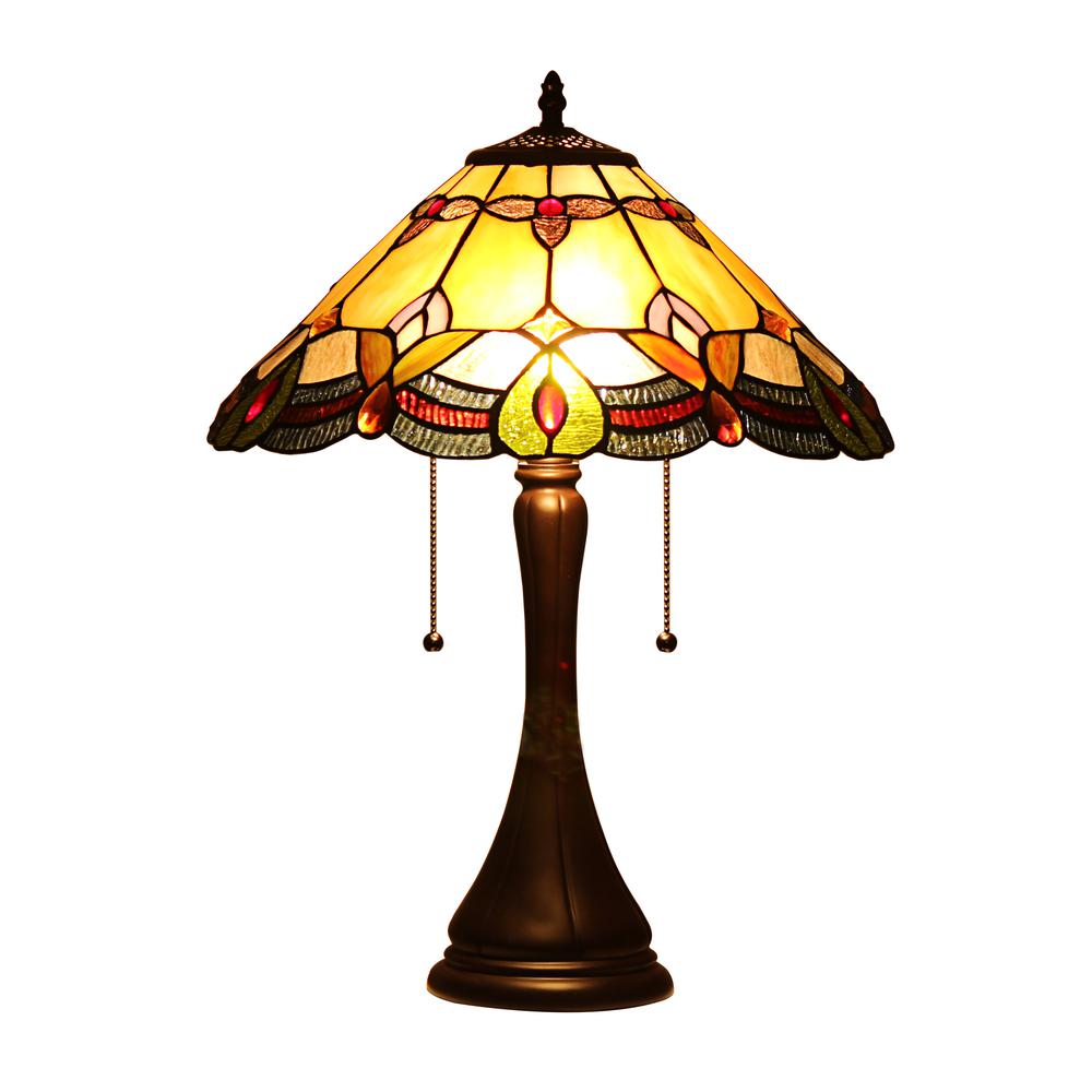 CHLOE Lighting HOWARD Tiffany-style 2 Light Table Lamp 16'' Shade