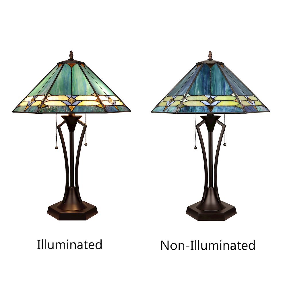 Hyland Geometric Style 2-Light Table Lamp 18'' Shade - CHLOE Lighting