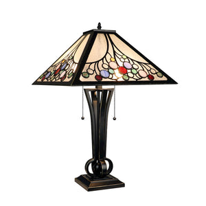 Retro-Style Stained Glass 2-Light Table Lamp 16'' Shade - CHLOE Lighting